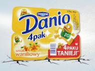 Danone Danio serek , cena 3,99 PLN za 4x140 g/ 1 opak., 1kg=7,13 PLN.