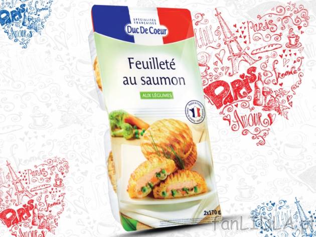 Ryba w cieście francuskim , cena 8,99 PLN za 2x170 g, 1kg=26,44 PLN. 
- Łosoś ...