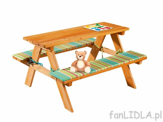 Ławka dla dzieci Florabest, cena 129,00 PLN za 1 szt. 
- stabilny stół z bezpiecznymi ...