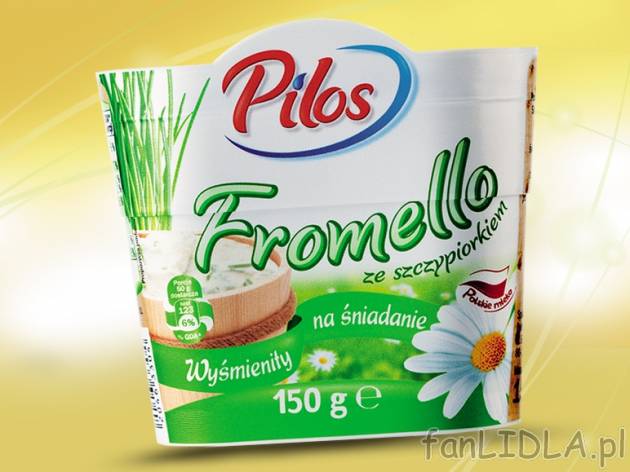 Serek Fromello , cena 2,15 PLN za 150 g, 100g=1,43 PLN. 
- Wyprodukowany na bazie ...