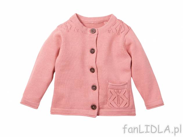Sweter , cena 34,99 zł za 1 szt. Różowy sweter zapinany na guziki z jedną kieszonką, ...