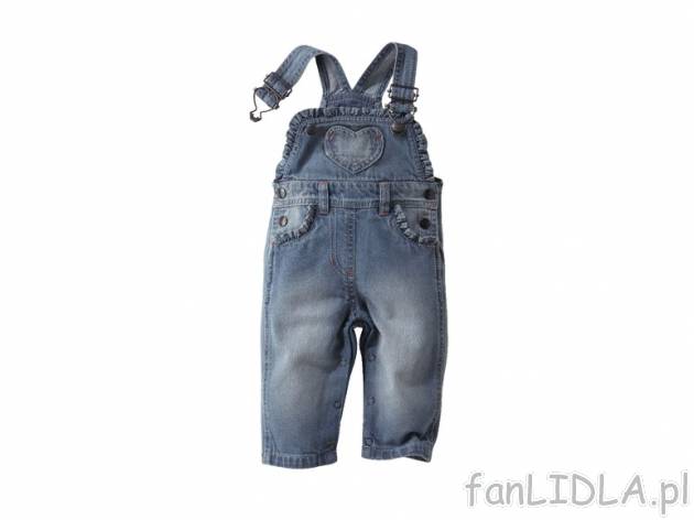 Jeansowe spodnie ogrodniczki lub spódniczka jeansowa na szelkach Lupilu, cena 24,99 ...