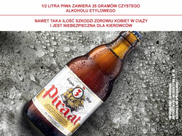 Piwo Piraat , cena 3,00 PLN za 330 ml/1 but., 1 L=12,09 PLN. 
Ciemnopomarańczowe, ...