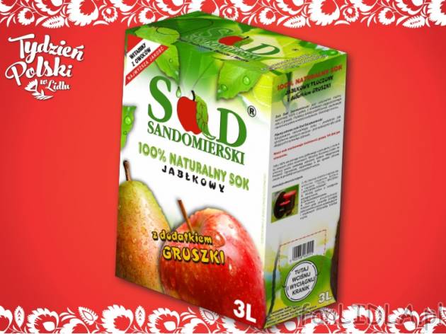 Naturalny sok jabłkowy , cena 9,99 PLN za 3L/1 opak., 1L=3,33 PLN. 
- Naturalny ...