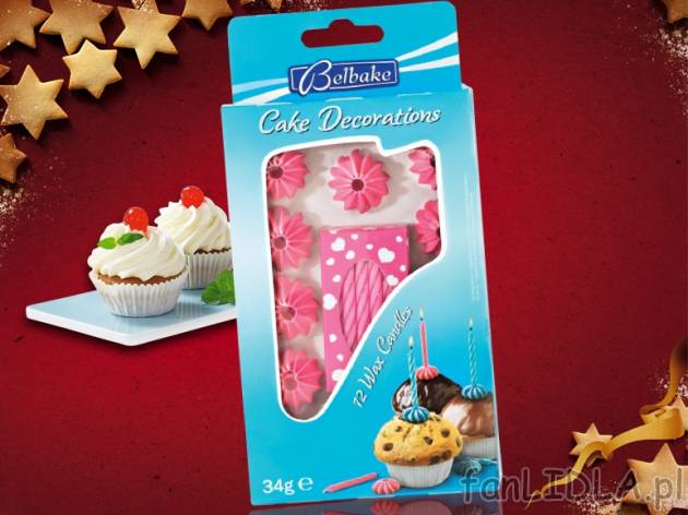 Świeczki dekoracyjne , cena 5,99 PLN za zestaw 
- Kolorowe ozdoby na torty lub ...