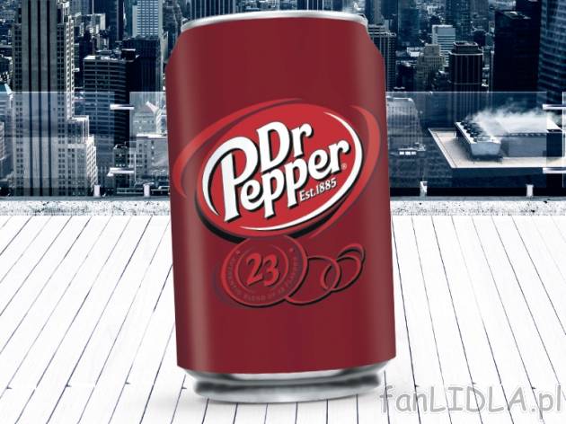 Dr Pepper , cena 1,29 PLN za 330 ml/1 pusz., 1L=3,91 PLN.