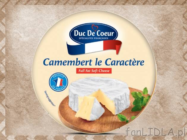 Ser Camembert le CaractĂ¨re , cena 6,00 PLN za 250 g/1 opak., 100 g=2,66 PLN. ...