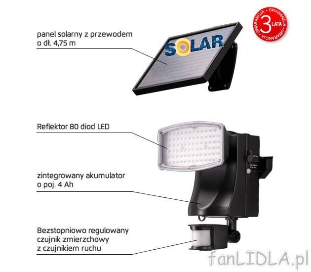 Reflektor solarny LED Livarno Lux, cena 159,00 PLN za 1 opak. 
- technika oświetleniowa ...