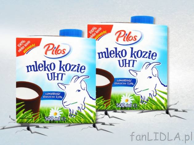 Pilos Kozie mleko , cena 2,00 PLN za 2x500 ml, 1L=6,00 PLN.