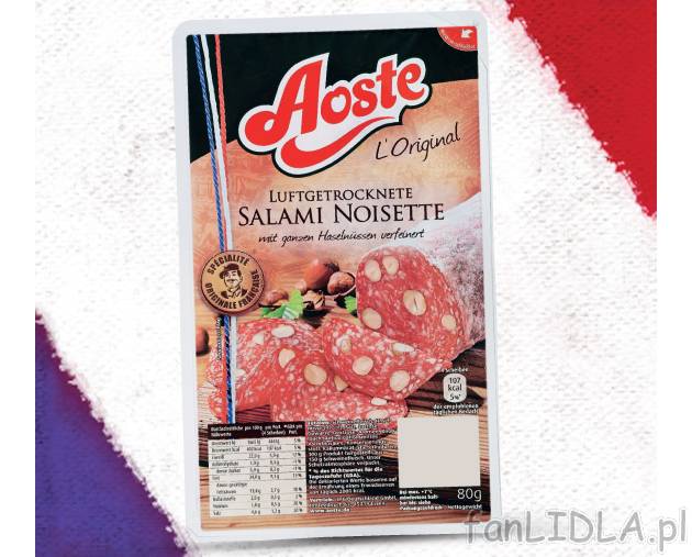 Salami noisette , cena 6,99 PLN za 80 g 
- Salami wieprzowe z orzechami. Suszone ...