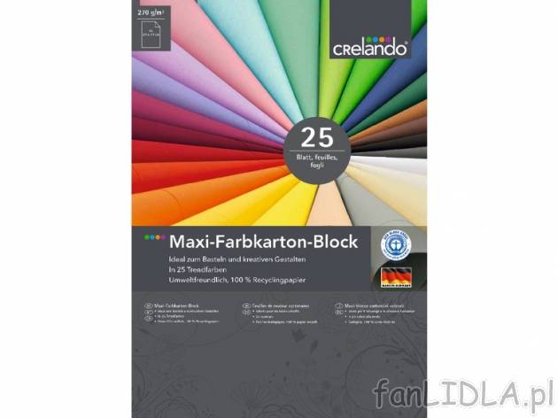 Papier kolorowy maxi , cena 12,99 PLN za 1 szt. 
- w 25 kolorach 
- 100% papier ...