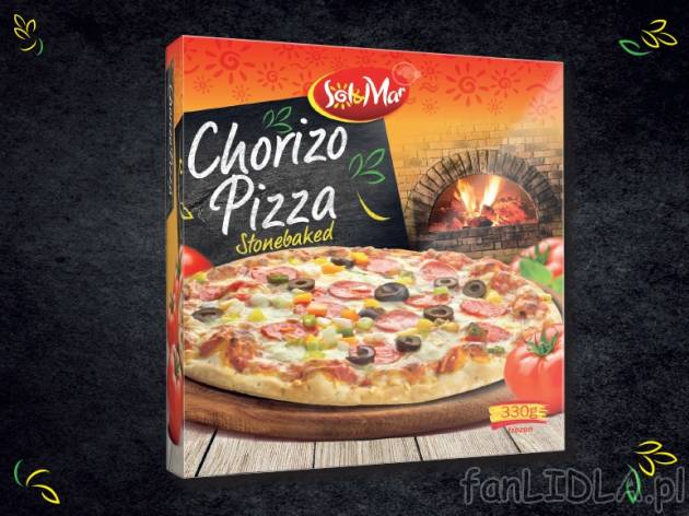 Pizza chorizo , cena 5,00 PLN za 330 g/1 opak., 1 kg=16,64 PLN.