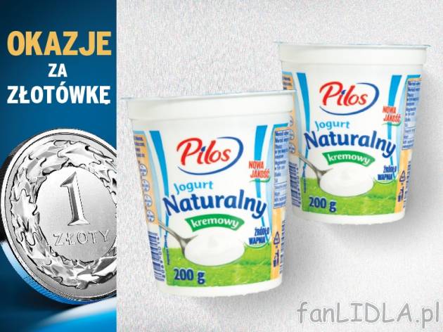 Pilos Jogurt naturalny 3% tł. , cena 1,00 PLN za 2x200g, 100g=0,25 PLN.