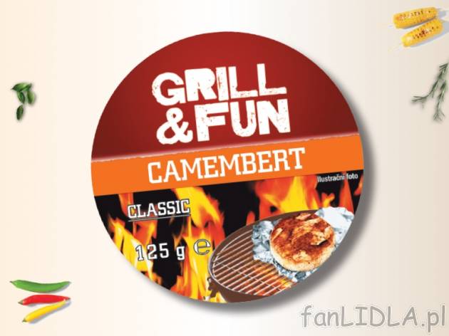 Grill&Fun Camembert na grilla , cena 2,00 PLN za 125 g/1 opak., 100 g=2,39 PLN.
