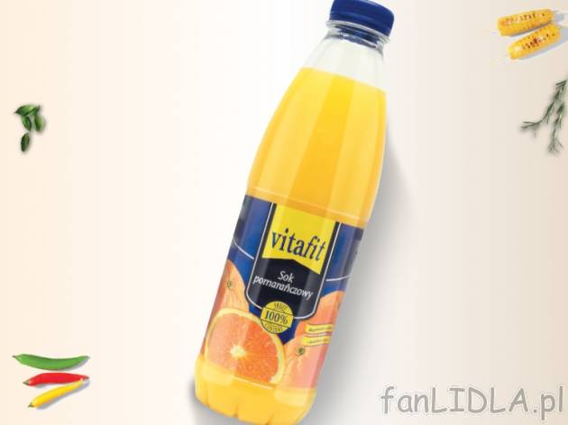 Vitafit Sok pomarańczowy 100% bezpośrednio wyciskany 1 l , cena 3,00 PLN za 1 l/1 opak.