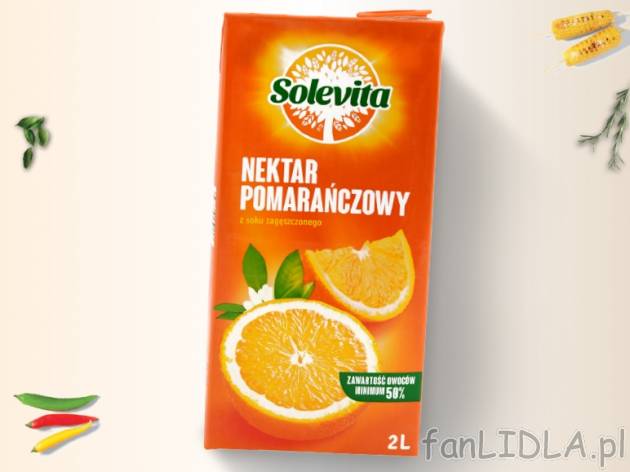 Solevita Nektar pomarańczowy 2 l , cena 2,00 PLN za 2 l/1 opak., 1 l=1,48 PLN.