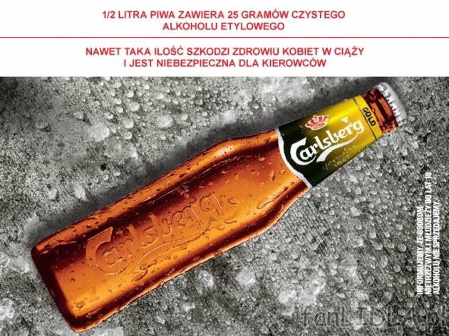 Carlsberg Gold Premium Lager , cena 1,00 PLN za 400 ml/1 but., 1 l=4,98 PLN. 
* ...