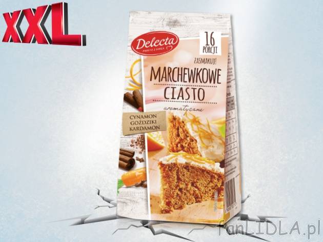 Delecta Ciasto marchewkowe do pieczenia , cena 3,00 PLN za 430 g/1 opak., 1 kg=8,12 ...