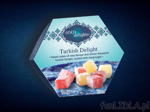 Słodkie galaretki w stylu tureckim , cena 7,00 PLN za 300 g/1 opak., 1 kg=26,63 PLN.