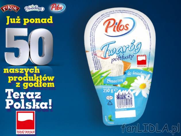 Pilos Twaróg półtłusty klinek* , cena 2,00 PLN za 250 g/1 opak., 100 g=0,88 ...