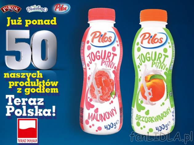 Pilos Jogurt pitny* , cena 1,00 PLN za 400 g/1 opak., 1 kg=3,98 PLN. 
do niedzieli, ...