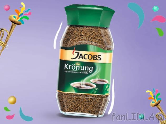 Jacobs Kronung Kawa rozpuszczalna , cena 17,00 PLN za 200 g/1 opak., 100 g=9,00 PLN.