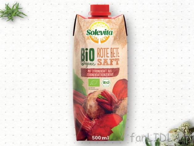 Solevita Bio sok warzywny , cena 3,00 PLN za 500 ml/1 opak., 1 l=7,98 PLN.