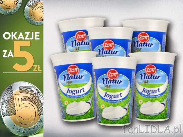 Zott Jogurt naturalny, 6 szt.** , cena 5,00 PLN za 6 x 180 g, 1 kg=4,63 PLN. 
* ...
