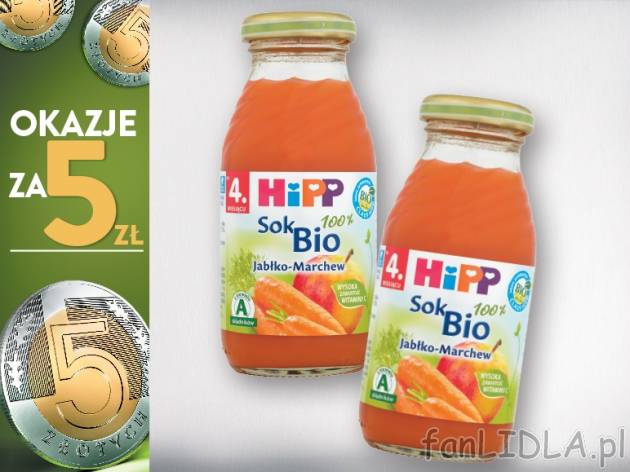 HiPP Sok Bio, Nektar Bio, 2 szt. , cena 5,00 PLN za 2 x 200 mll, 1 l=12,50 PLN. ...