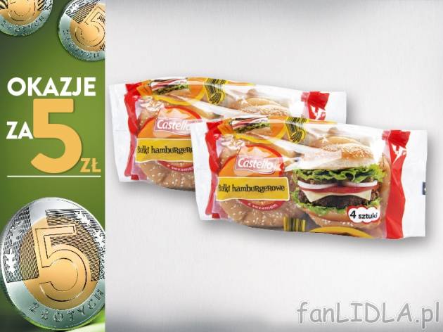 Castello Bułki hamburgerowe z sezamem , cena 5,00 PLN za 2 x 200 g, 1 kg=12,50 ...