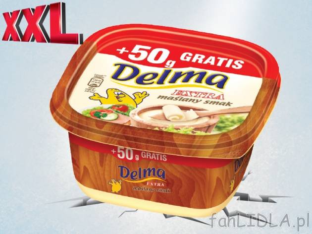 Delma Margaryna Extra , cena 2,00 PLN za 450 g+50 g/1 opak., 1 kg=5,98 PLN.