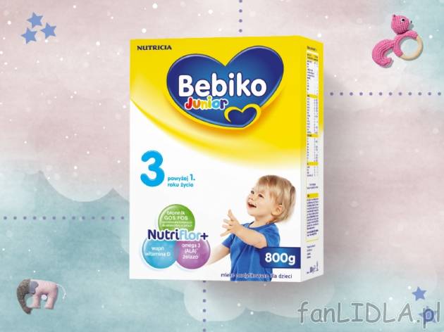 Bebiko, Mleko 3 , cena 32,00 PLN za 800g/1 opak., 1kg=41,24 PLN.  
różne rodzaje