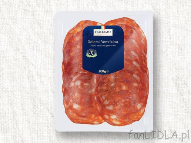 Włoskie salami w plastrach , cena 5,00 PLN za 100 g/1 opak.