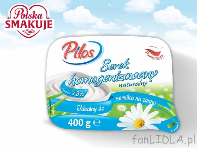 Pilos Serek homogenizowany , cena 2,00 PLN za 400 g/1 opak., 1 kg=7,48 PLN.