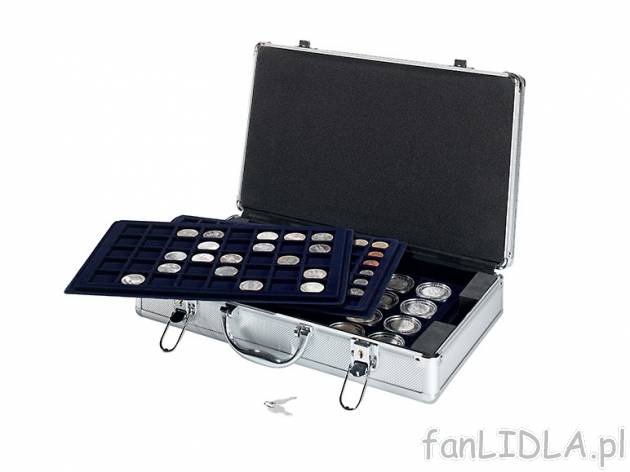 Aluminiowa walizka na 205 monet Ordex, cena 69,90 PLN za 1 szt. 
- 5 kaset na monety ...