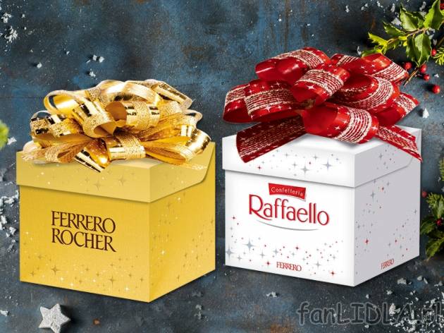 Raffaello lub Ferrero Rocher Cubetto* , cena 9,00 PLN za 70/75 g/1 opak., 100 g=14,27/13,32 ...