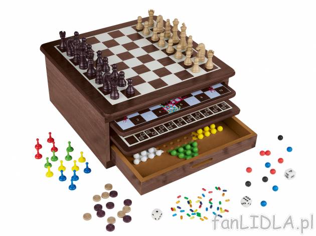 Drewniany zestaw gier 10 w 1 , cena 99,00 PLN za 1 opak. 
- zawartość: szachy, ...