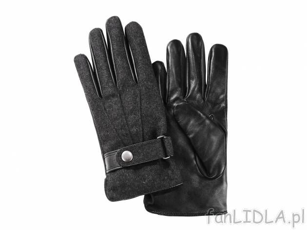 Skórzane rękawiczki męskie , cena 44,99 PLN za 1 para 
- miękka, ocieplająca ...