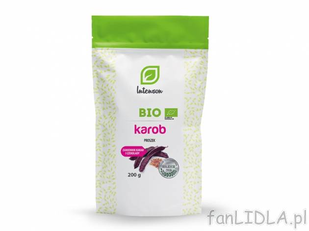 Intenson Bio Karob , cena 5,00 PLN za 200 g/1 opak., 100 g=3,00 PLN.