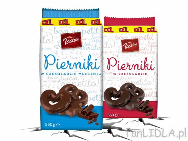 Tastino Pierniki w czekoladzie* , cena 5,00 PLN za 550 g/1 opak., 1 kg=9,80 PLN. ...