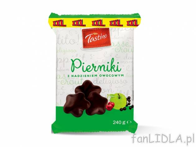 Tastino Pierniki z nadzieniem owocowym , cena 2,00 PLN za 240 g/1 opak., 100 g=1,02 PLN.
