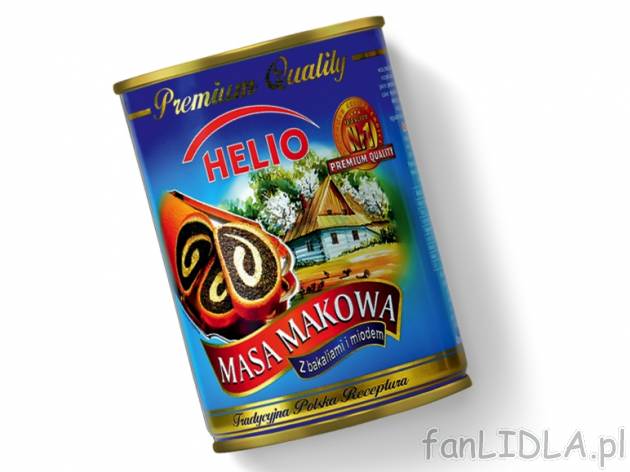 Helio Masa makowa Premium , cena 5,00 PLN za 850 g/1 opak., 1 kg=7,05 PLN. 
Oferta ...