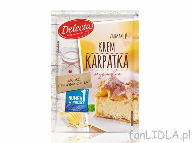 Delecta Krem Karpatka , cena 2,00 PLN za 250 g/1 opak., 100 g=1,00 PLN. 
Oferta ...