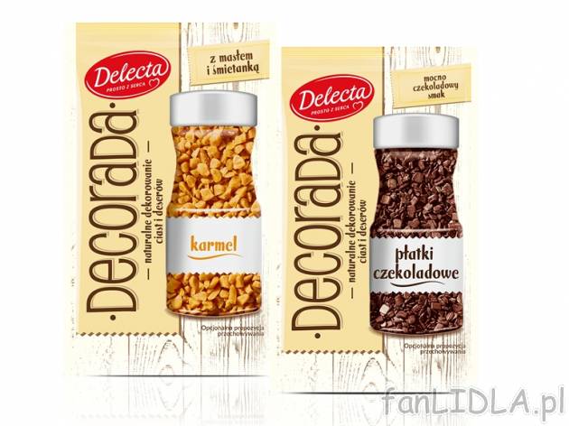 Delecta Decorada karmel lub płatki czekoladowe , cena 2,00 PLN za 30/40 g/1 opak., ...