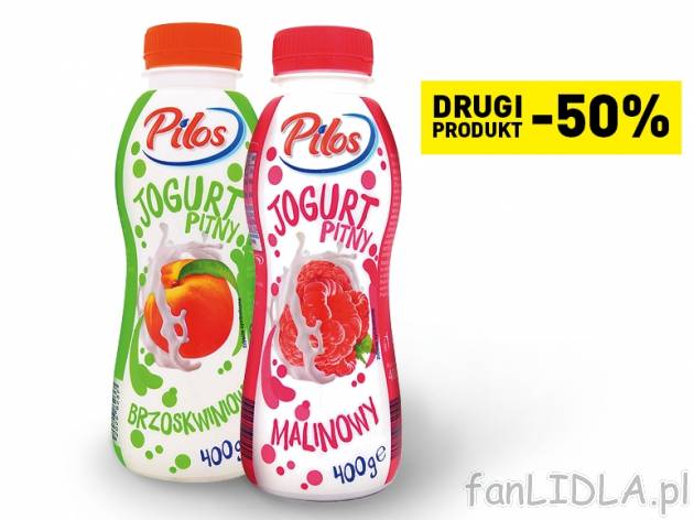 Pilos Jogurt pitny z owocami , cena 1,00 PLN za 400 g/1 but., 1 kg=3,73 PLN. 
*Cena ...