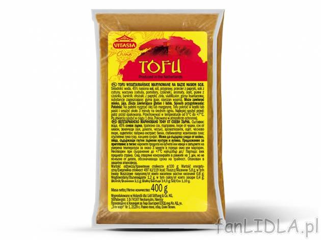 Tofu marynowane* , cena 5,00 PLN za 400 g/1 opak., 1 kg=14,98 PLN. 
Oferta ważna ...