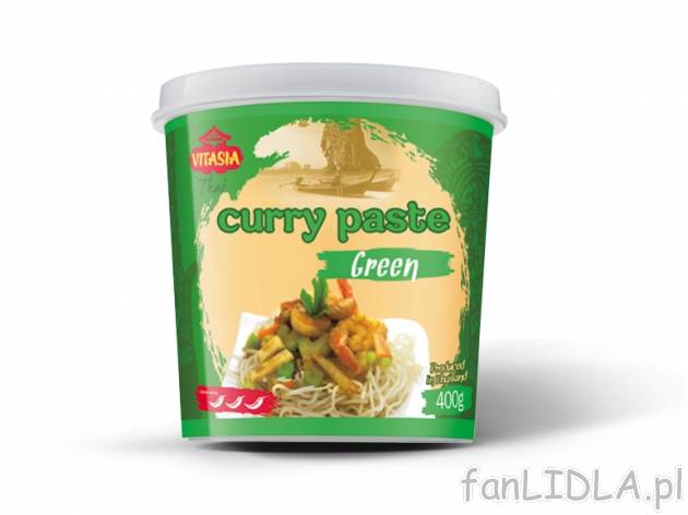 Pasta curry , cena 6,00 PLN za 400 g/1 opak., 1 kg=17,48 PLN. 
Oferta ważna od ...