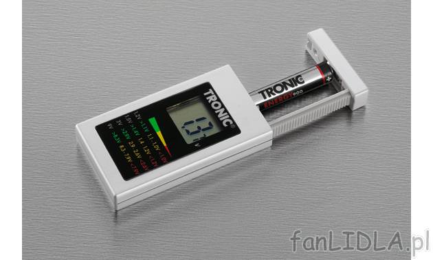 Cyfrowy tester baterii Tronic, cena 19,99 PLN za 1 szt. 
- z dużym wyświetlaczem ...