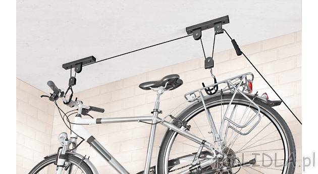 Wieszak na rower Powerfix, cena 24,99 PLN za 1 opak 
- system lin do montażu w ...
