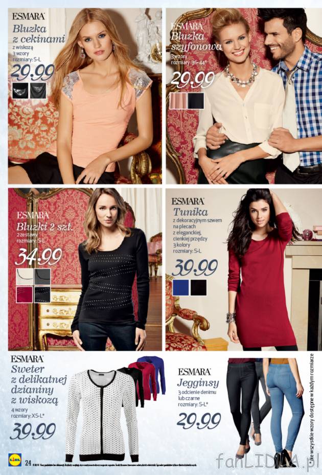 Damska moda w Lidlu: bluzka z cekinami z wiskozą, bluzka szyfonowa, bluzki, tunika ...
